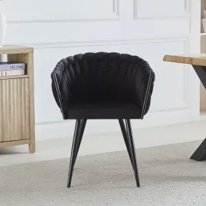 Set of 2 Baiano Fabric Dining Chairs - Black