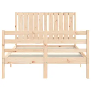 Berkfield Bed Frame with Headboard Small Double Solid Wood