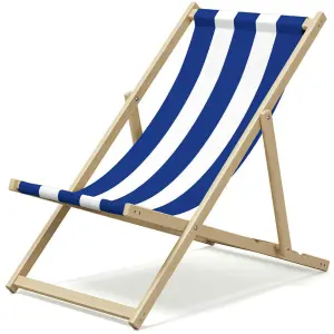 Wooden Folding Deck Chair for Garden, Beach, or Patio