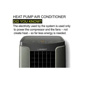 LEXENT 6-in-1 Heat Pump Portable Air Conditioner 12000 BTU - Low Energy - Quiet 65dB -Room 400 sq ft - Energy Efficient A+