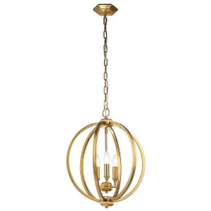 Elstead Feiss Corinne Spherical Pendant Ceiling Light Burnished Brass