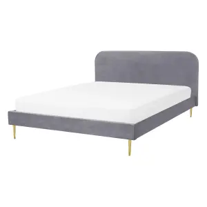 Velvet EU Double Size Bed Grey FLAYAT