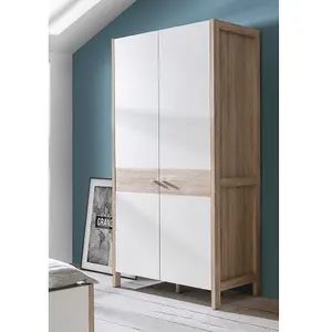 2 Door Wardrobe Matt White & Sonoma Oak Modern Design