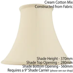 22" Round Bell Handmade Lamp Shade Cream Fabric Classic Table Light Bulb Cover