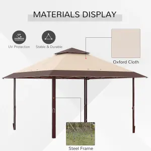 Outsunny 4 x 4m Outdoor Pop-Up Canopy Tent Gazebo Adjustable Legs Bag Coffee