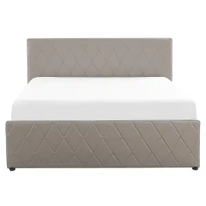 Faux Leather EU King Size Ottoman Bed Taupe ROCHEFORT