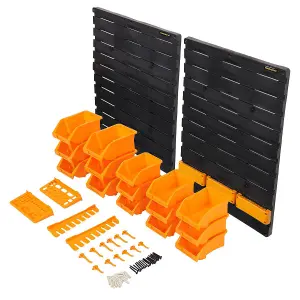 TOUGH MASTER Small Parts Wall Mounted Storage Organiser with 2 x Wall Panels & 15 x Plastic Bins - 35 Pieces (TM-UPT-6020)