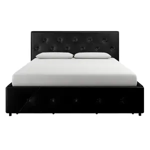 Dakota Bed with Storage PU Black, King