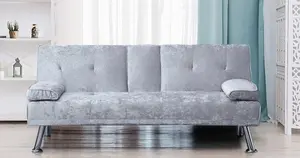 Comfy Living Verona Crushed Velvet Sofa Bed in Silver