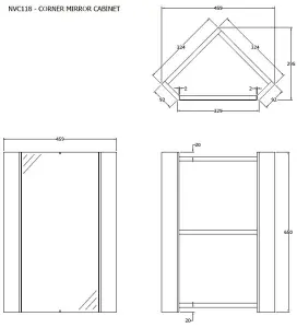 Corner Wall Hung Mirror Cabinet in Gloss White by Balterley