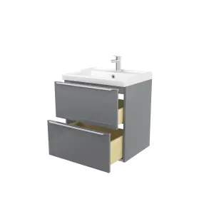 GoodHome Imandra Grey Wall-mounted Vanity unit & basin set - Includes Lana basin (W)604mm