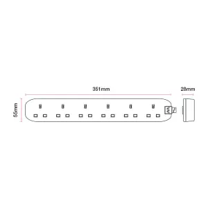 Masterplug BSG210N White 6 Gang 13A Extension Lead 2m