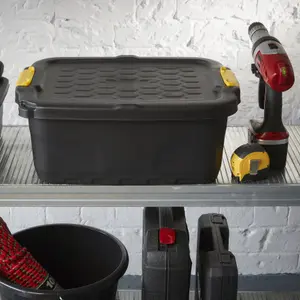 Strata Heavy duty Black 24L Small Stackable Storage box & Lid