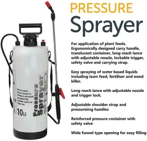 MantraRaj 10L Garden Pressure Weed Spray Bottle Hand Pump Water Plant Sprayer Garden Hand Pump Pressure Sprayer Knapsack Sprayer