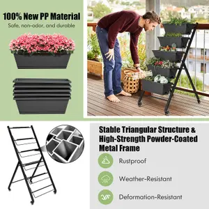 Costway 5-Tier Vertical Raised Garden Bed Freestanding Garden Planter 5 Container Boxes