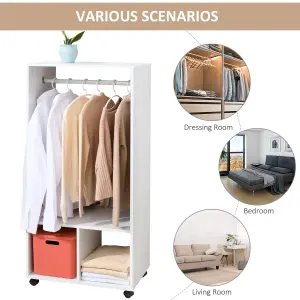 HOMCOM Open Wardrobe Clothes Rail Bedroom Clothes Storage Rod Shelves White