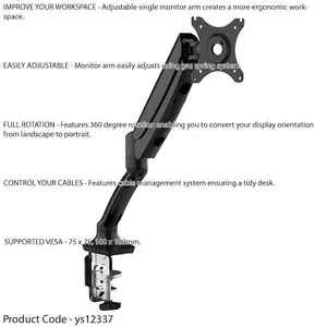 Ergonomic 10-27 Inch Adjustable Monitor Desk Mount Arm for Optimal Viewing