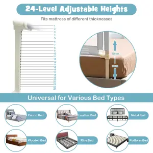 Costway Bed Rail for Toddlers 24-Level Height Adjustable Safety Bed Guardrail