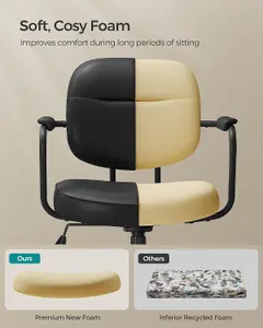 SONGMICS Desk Chair, Swivel Chair, Synthetic Leather Office Chair, Ergonomic Design, Ink Black