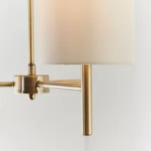 Anson Lighting Phoenix 3lt Semi Flush light finished in Antique brass plate and cream fabric