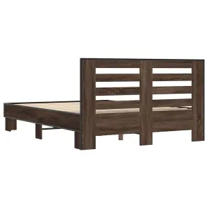 Berkfield Bed Frame without Mattress Brown Oak 135x190 cm Double