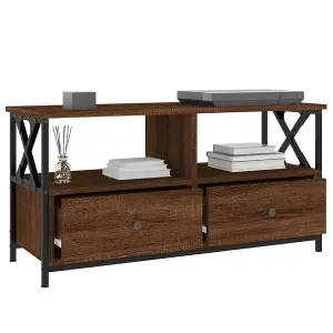 Berkfield TV Cabinet Brown Oak 90x33x45 cm Engineered Wood&Iron