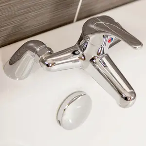 Lago Polished Chrome Round Deck-mounted Bath Filler Tap