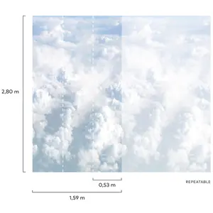 Grandeco Dreamy Clouds 3 panel repeatable mural 2.8 x 1.59m