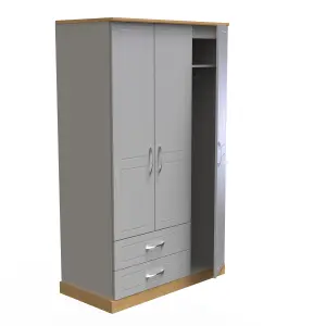 Whitby Triple Wardrobe in Grey Ash & Oak (Ready Assembled)