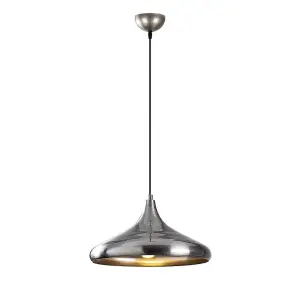 Luminosa Model 24 Deco Chrome Dome Pendant Lamp Golden Interior