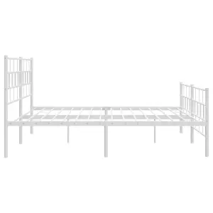 Berkfield Metal Bed Frame with Headboard and Footboard White 200x200 cm