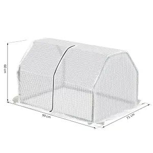 Outsunny Mini Greenhouse Grow House PVC Cover Steel Frame White 99 x 71 x 60cm