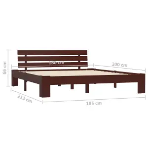 Berkfield Bed Frame Dark Brown Solid Pine Wood 180x200 cm 6FT Super King