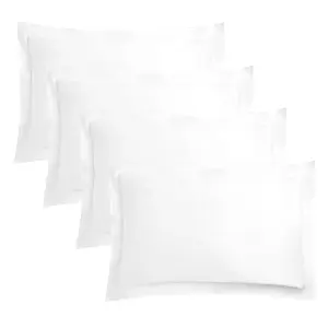 Highams 4 x Soft Cotton Oxford Edge Pillowcases, White - 50 x 75cm