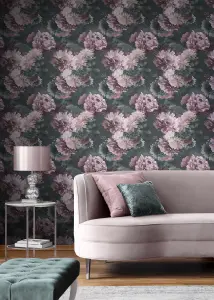 Muriva Green Floral 3D effect Patterned Wallpaper