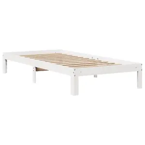 Berkfield Bed Frame with Headboard without Mattress White 75x190 cm Small Single