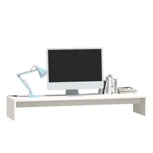 vidaXL Monitor Stand White 100x27x15 cm Solid Wood Pine