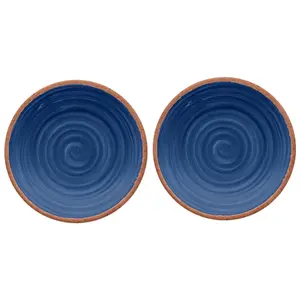 Purely Home Rustic Swirl Indigo Melamine Side Plates - Set of 2