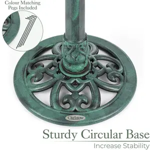 Garden Bird Bath Ornate Resin Birdbath With Rustic Metal Effect H60cm Green Christow