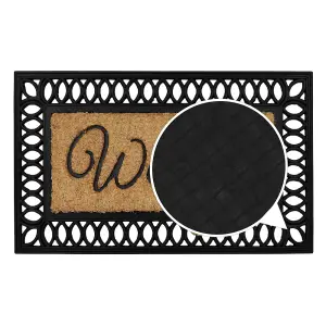 JVL Orana Embossed Rubber Tuffscrape Coir Doormat, 40x70cm