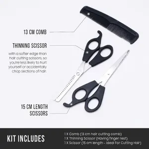 KAV Professional Barber Set of Scissors and Hair Comb for Hairdressing, Hair Cutting, Thinning and Texturizing