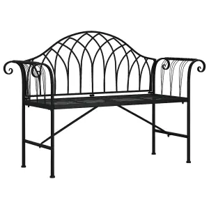 Berkfield 2-Seater Garden Bench 128 cm Black Steel