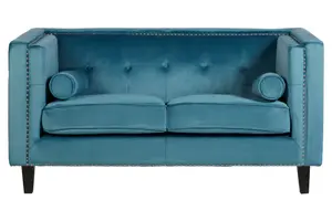 Interiors by Premier Felisa Two Seat Blue Velvet Sofa