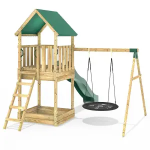 Rebo Modular Wooden Climbing Frame Adventure Playset - Swing Charnwood