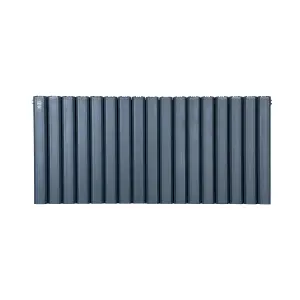 Aluminum Designer Horizontal Radiator Compatible with Heat pump.Model "Pioneer Plus " Grey . 1200 mm.500 mm.Btu/hr7508