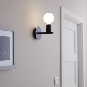 GoodHome Darrah Minimalist Matt Black Wall light