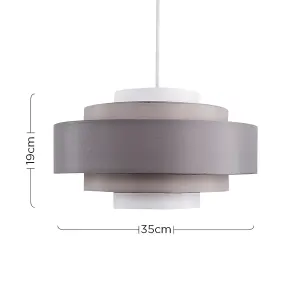 ValueLights Hampshire Modern 3 Tone Grey 5 Tier Cylinder Ceiling Pendant Light Shade