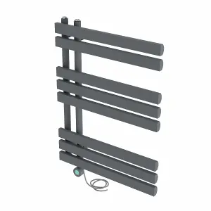 Rinse Bathrooms WiFi Thermostatic Electric Bathroom Heated Towel Rail Radiator with Timer D Shape Tube 800x600mm Sand Grey