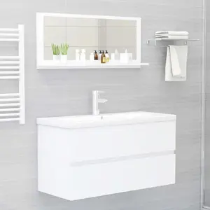 Dorlene Framed Wall Mounted Bathroom Mirror White / 90 cm