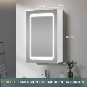 Bathroom Cabinet Mirror with LED Lights - 60cm x 80cm